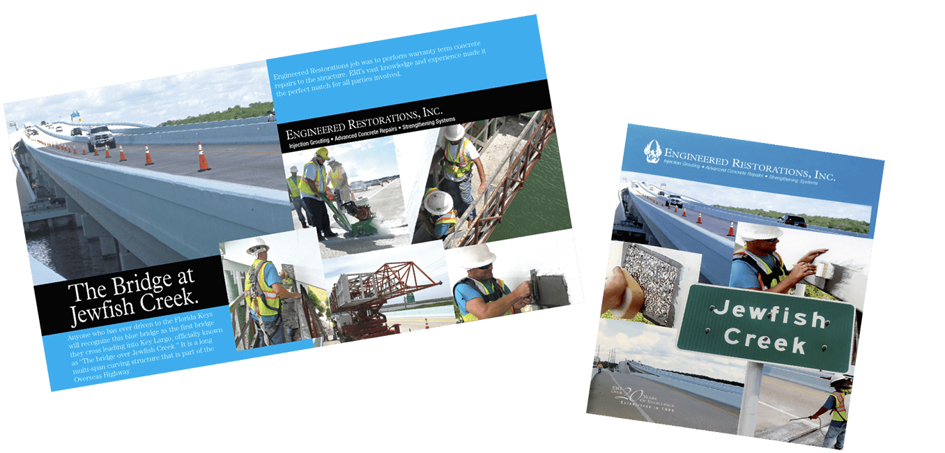 Sample pages of a brochure for Engineered Restaurations