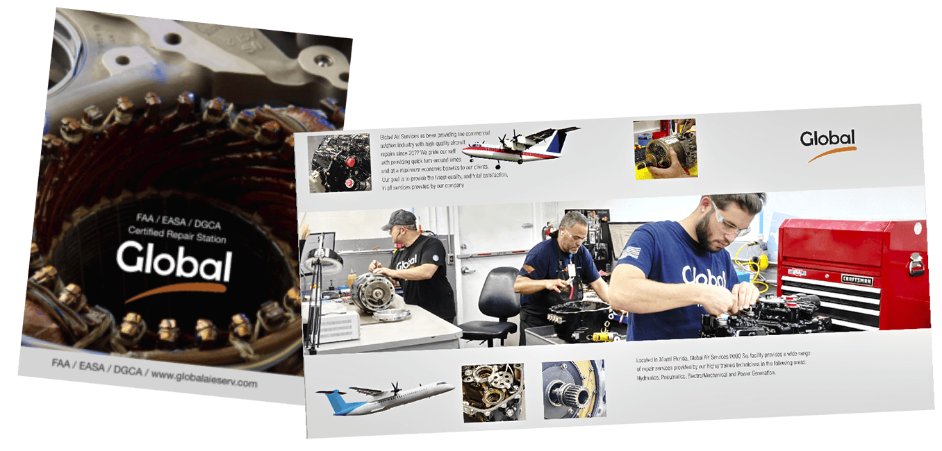 Sample of 3-fold brochure for Global Air Services